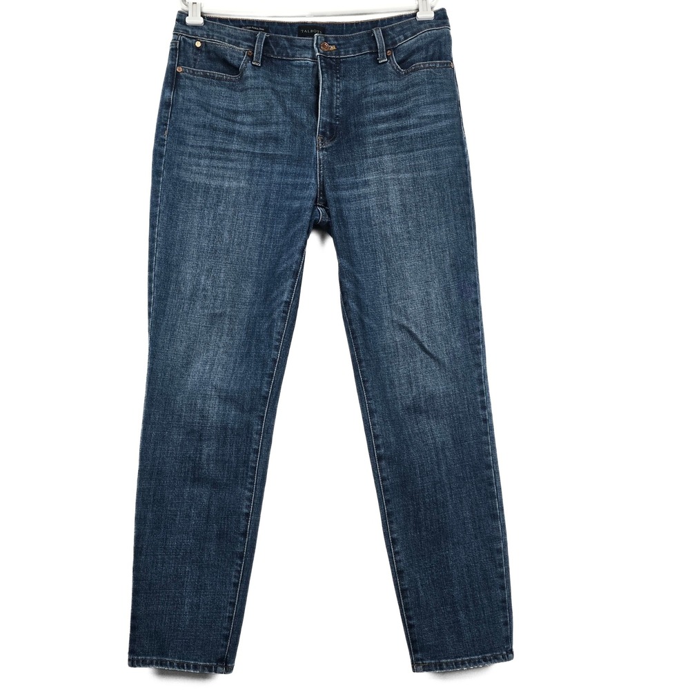 Talbots Slim Ankle Jeans Womens 12 Blue Denim Medium Wash Stretch CN5010